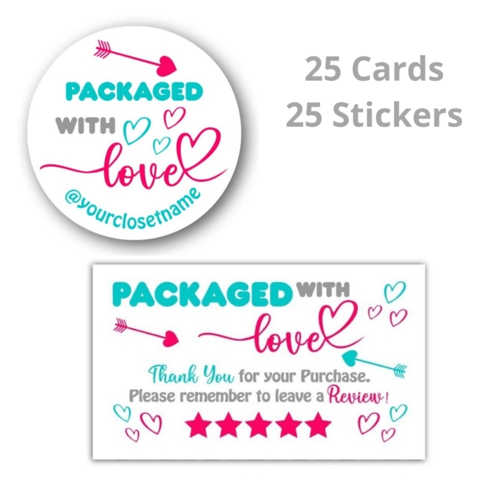 25 Thank you cards & 25 Thank You Stickers